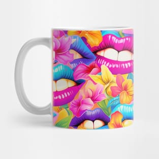 Neon Lips and Flowers Mug